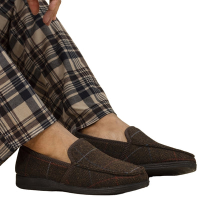 Brown - Front - Lazy Dogz Mens Eisenhower Slippers