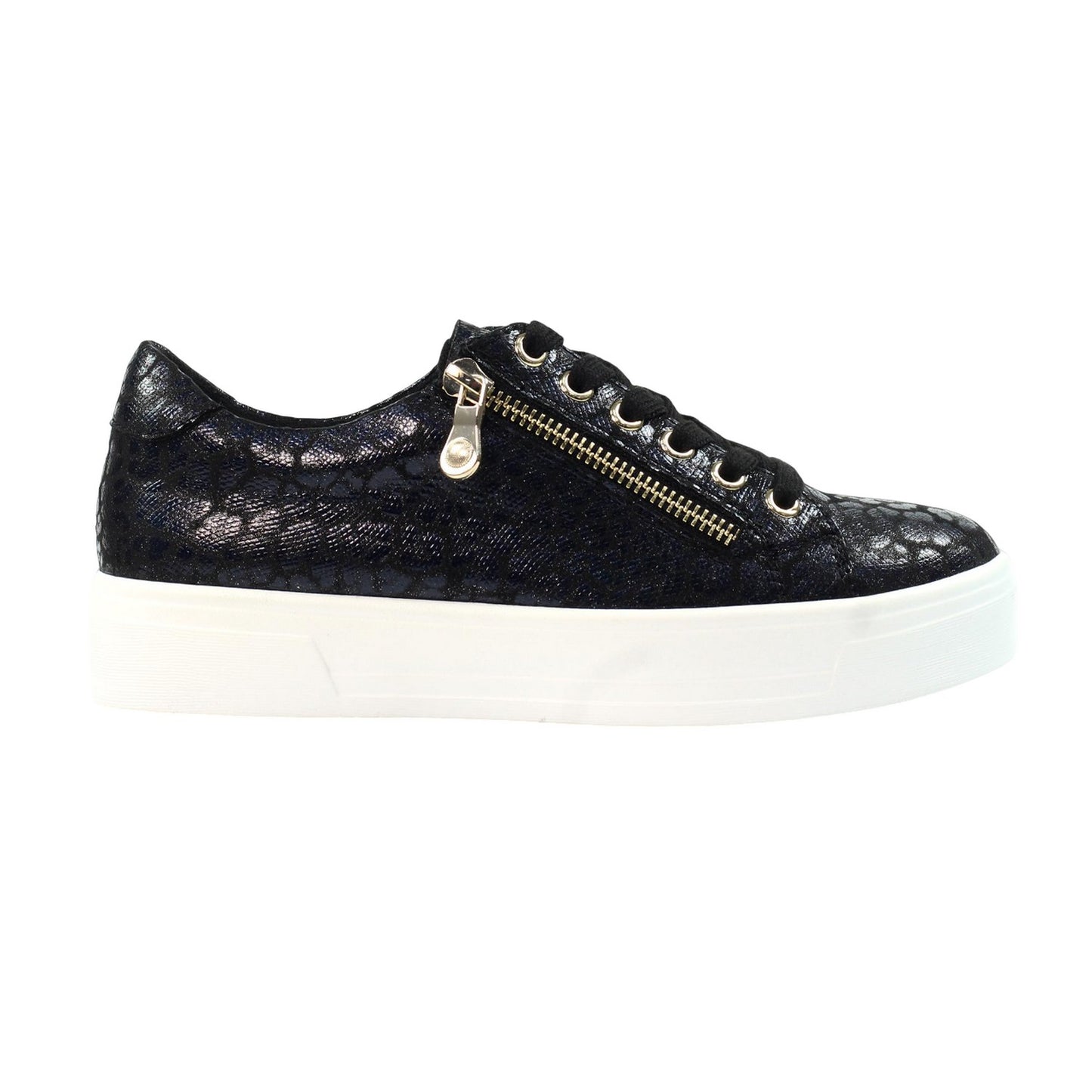 Black - Side - Lunar Womens-Ladies Charm Chunky Flat Trainers