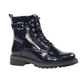 Navy - Front - Lunar Womens-Ladies Parlour Patent Faux Leather Ankle Boots