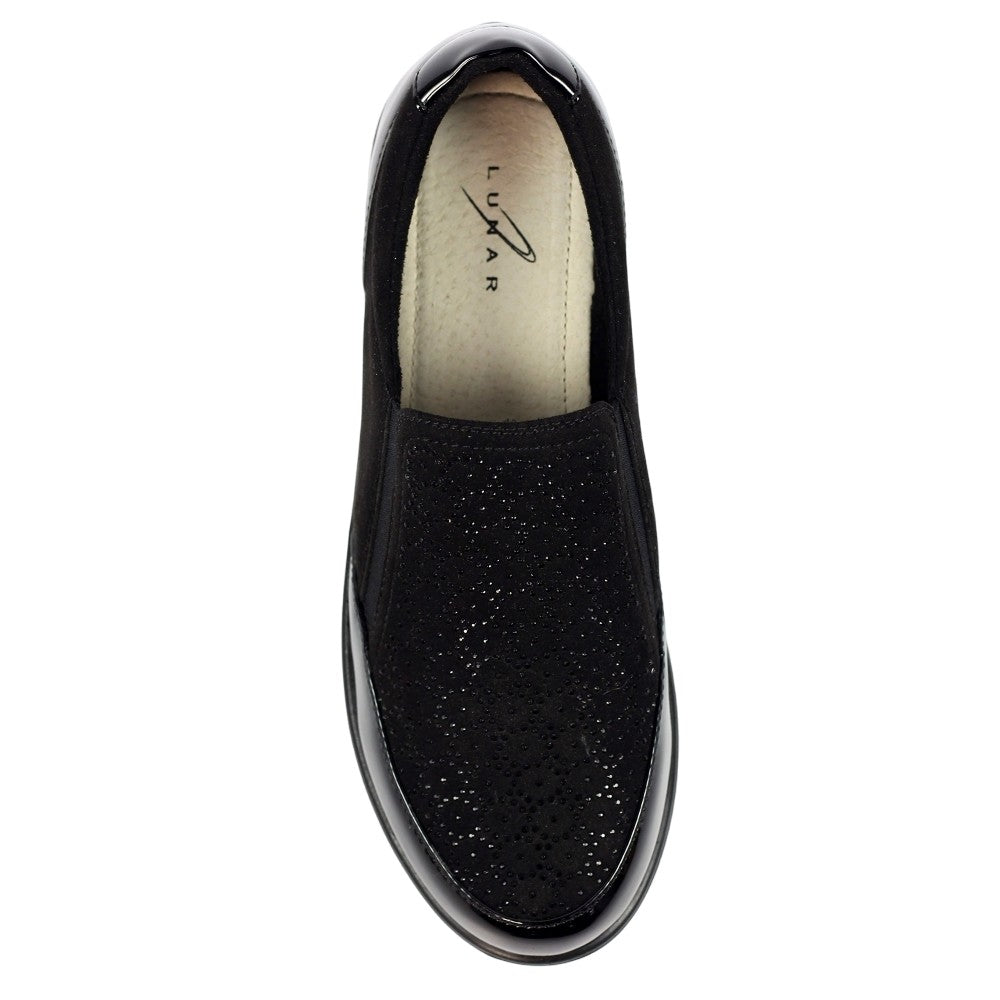 Black - Pack Shot - Lunar Womens-Ladies Hattie Wedge Loafers