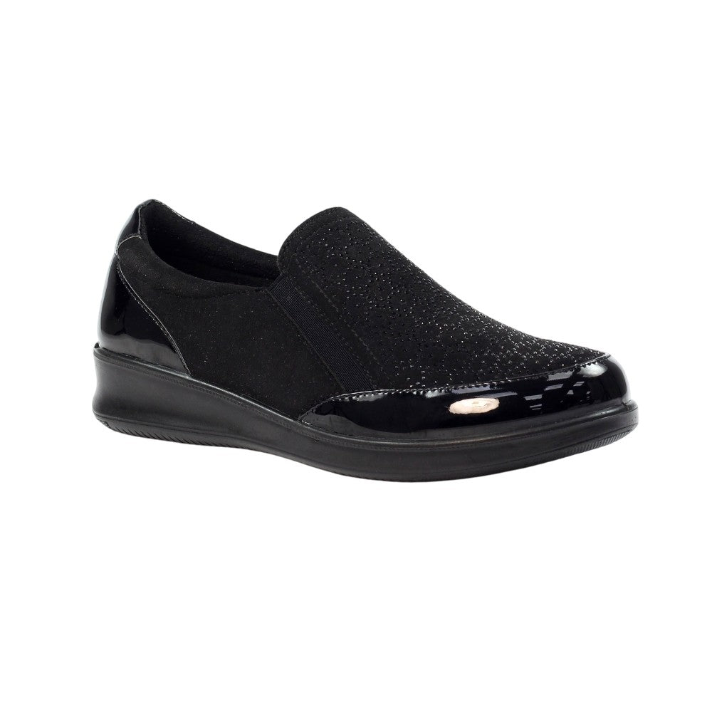 Black - Front - Lunar Womens-Ladies Hattie Wedge Loafers