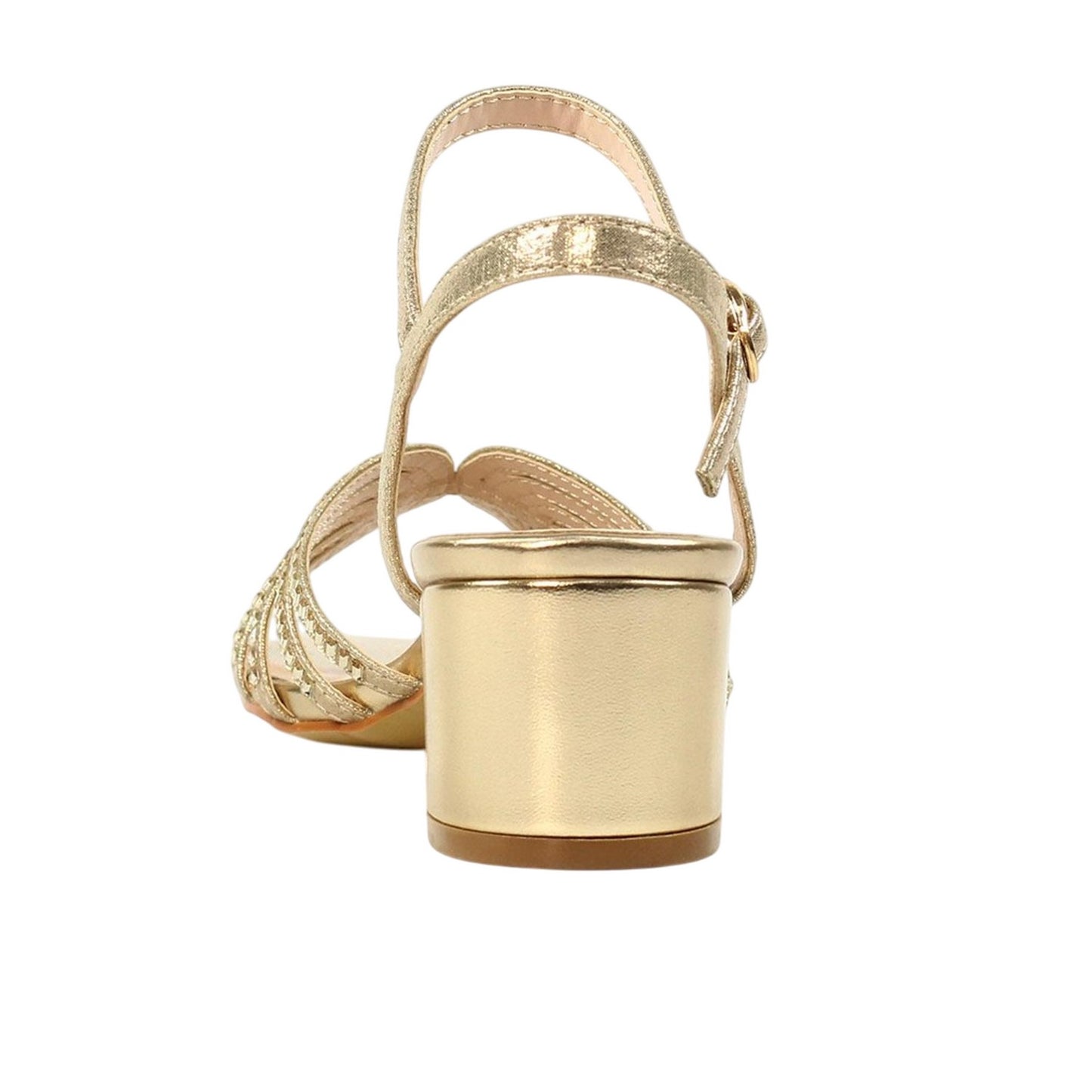 Gold - Back - Lunar Womens-Ladies Twinkle Block Heel Sandals