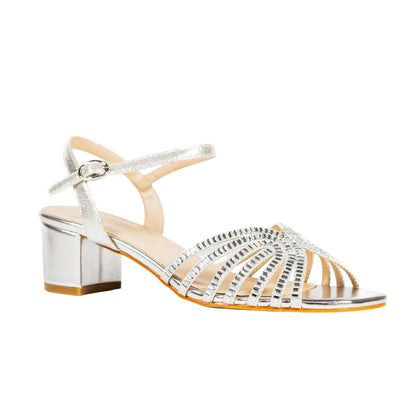 Silver - Front - Lunar Womens-Ladies Twinkle Block Heel Sandals