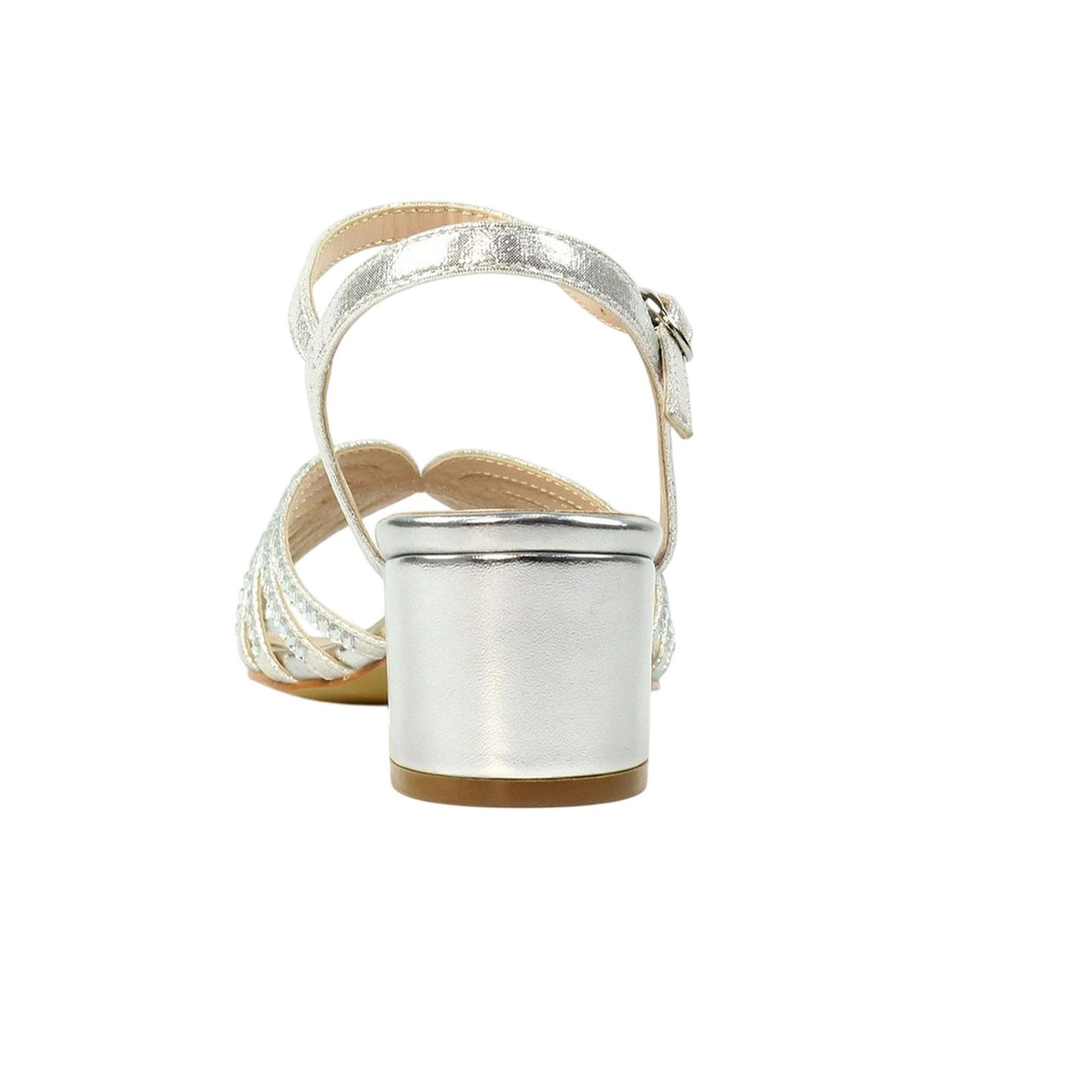 Silver - Back - Lunar Womens-Ladies Twinkle Block Heel Sandals