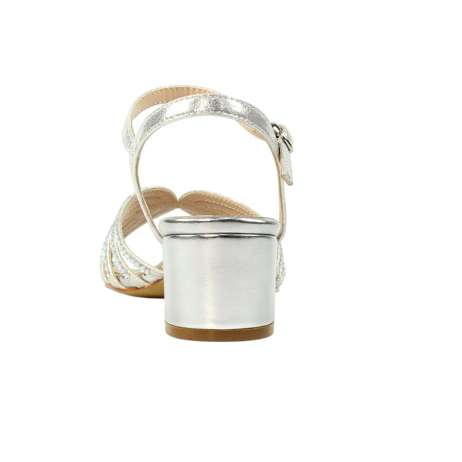 Silver - Back - Lunar Womens-Ladies Twinkle Block Heel Sandals