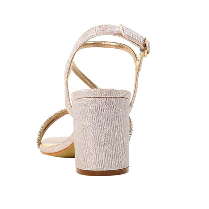 Champagne - Back - Lunar Womens-Ladies Toulouse Block Heel Sandals