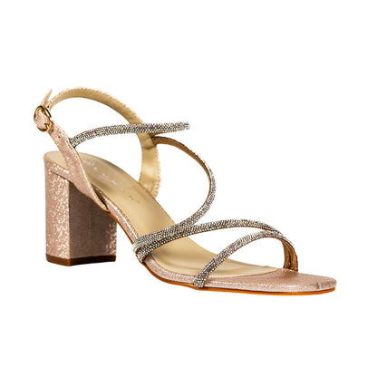 Champagne - Front - Lunar Womens-Ladies Toulouse Block Heel Sandals
