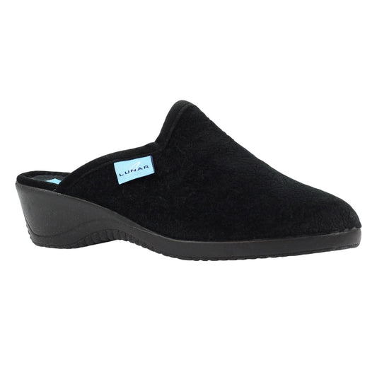 Black - Front - Lunar Womens-Ladies Audrey Mule Slippers