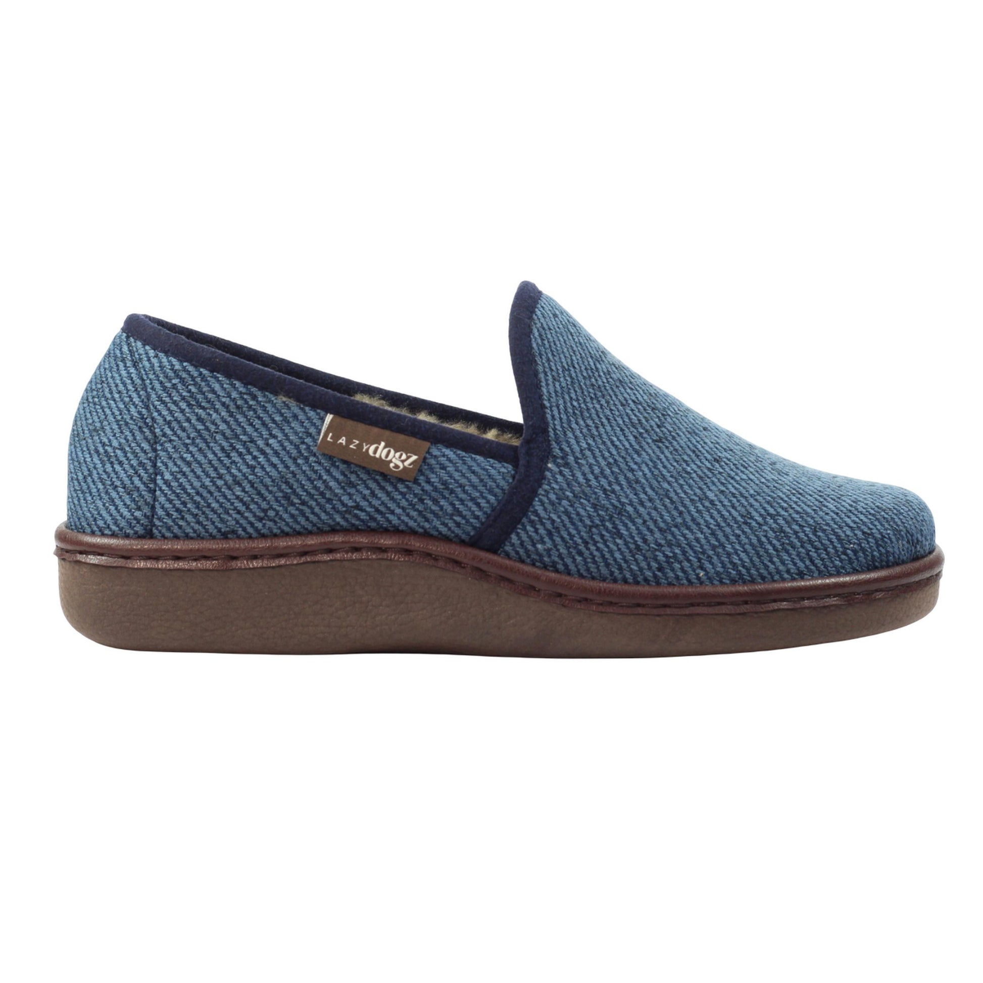 Blue - Side - Lazy Dogz Womens-Ladies Oliver Slippers