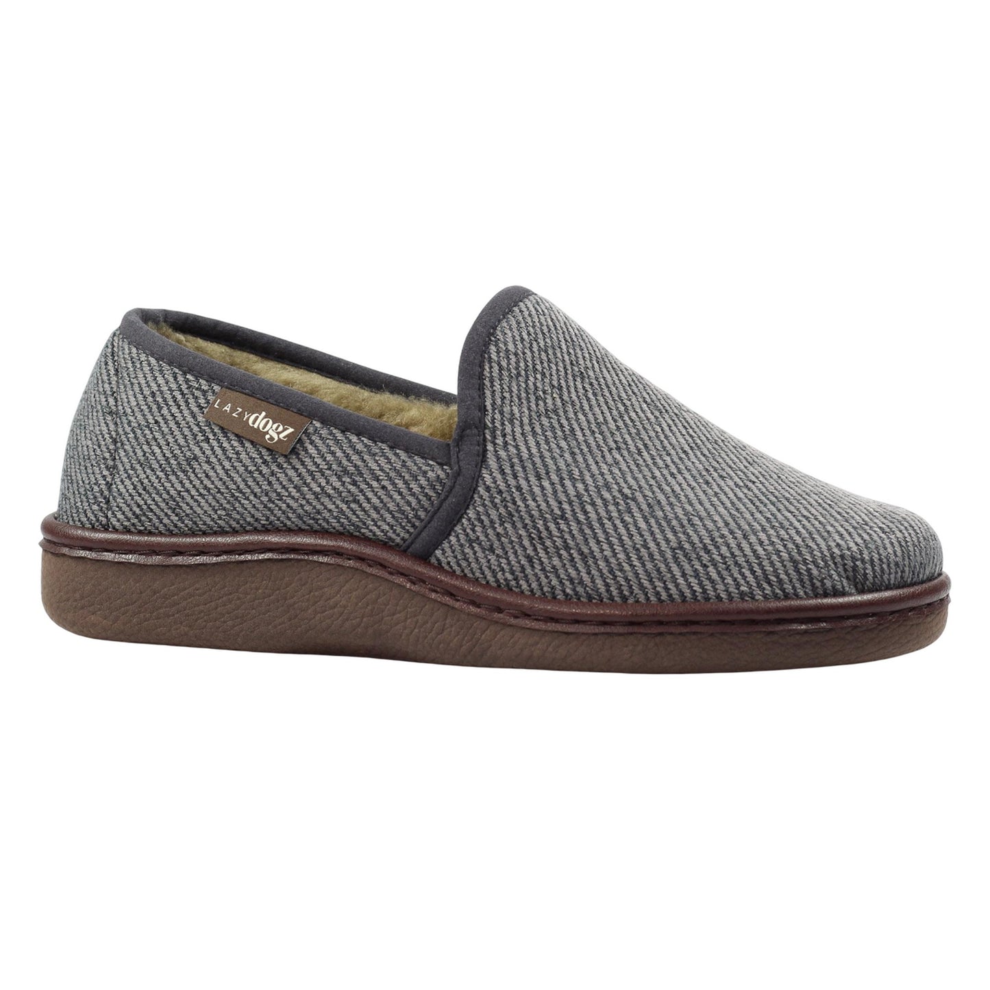 Grey - Front - Lazy Dogz Womens-Ladies Oliver Slippers