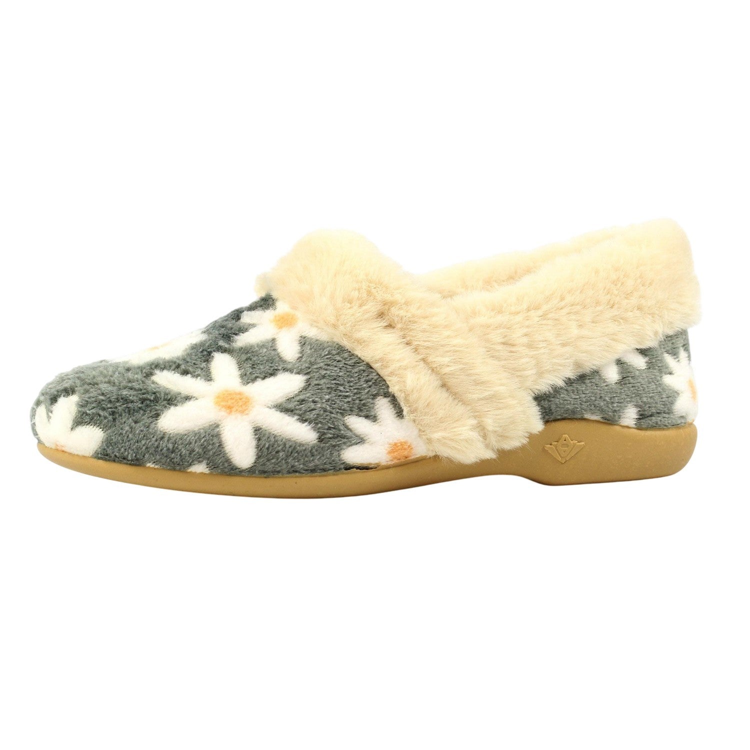 Grey - Side - Lunar Womens-Ladies Ellis Slippers