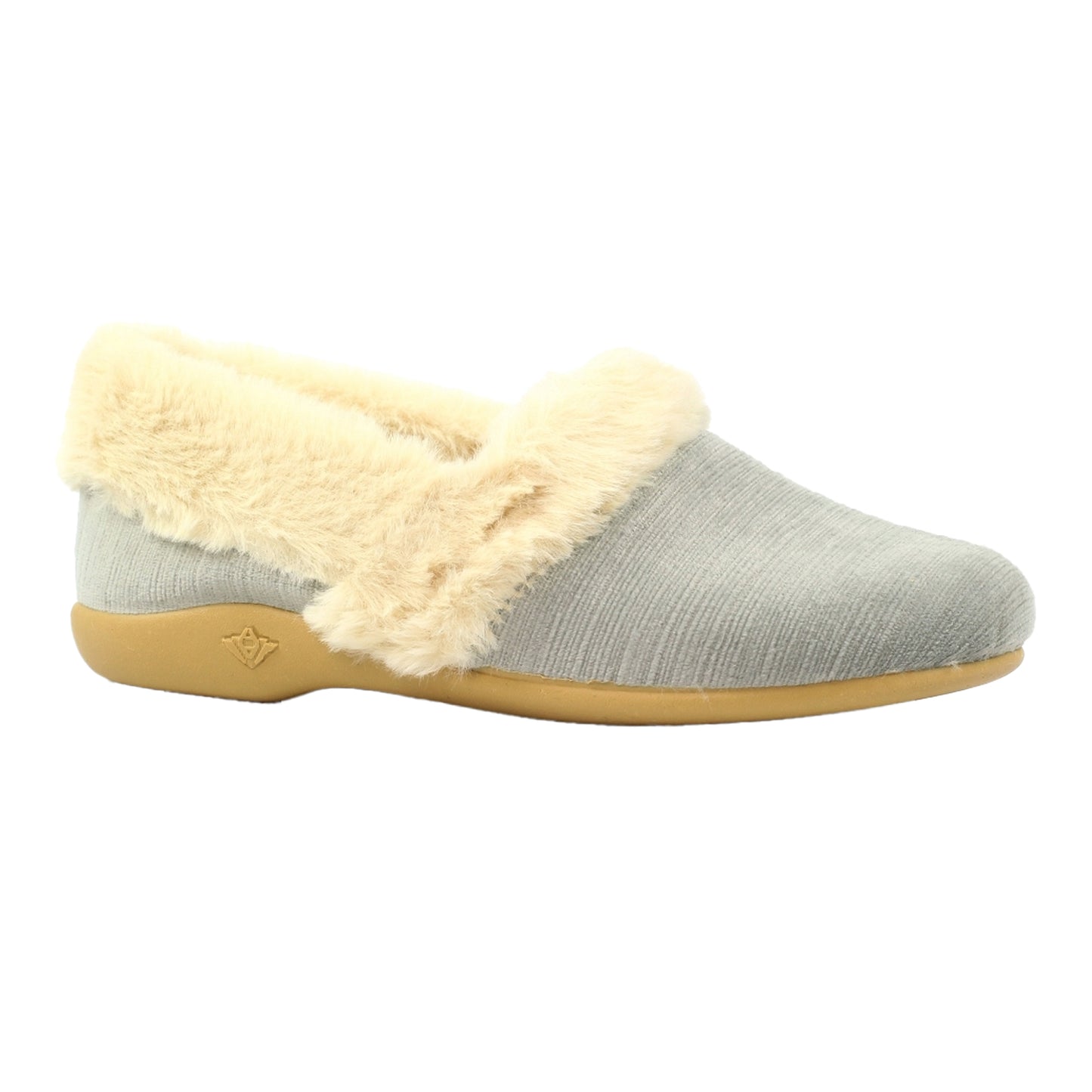 Grey - Front - Lunar Womens-Ladies Elm Slippers