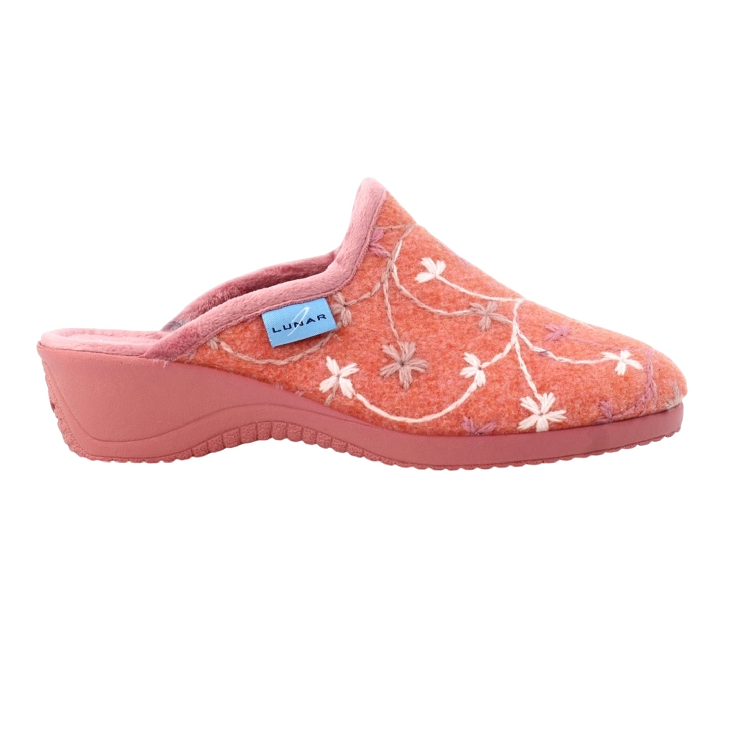Coral - Side - Lunar Womens-Ladies Harlow Mule Slippers