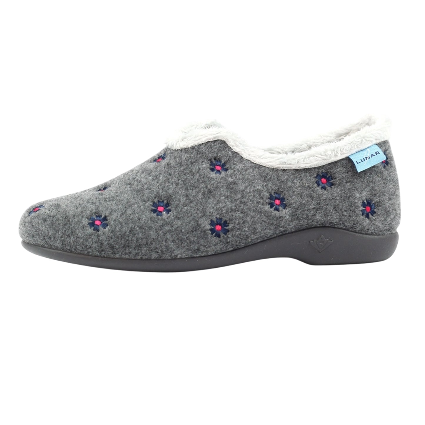 Grey - Side - Lunar Womens-Ladies Havana Slippers