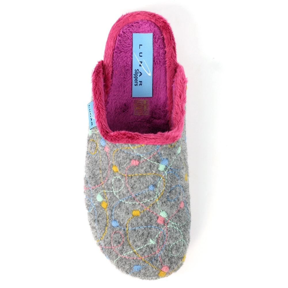Grey - Pack Shot - Lunar Womens-Ladies Impulse Mule Slippers