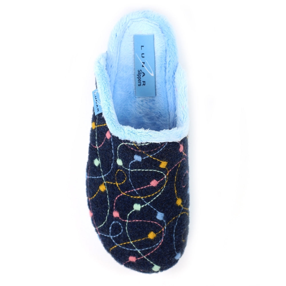 Blue - Pack Shot - Lunar Womens-Ladies Impulse Mule Slippers