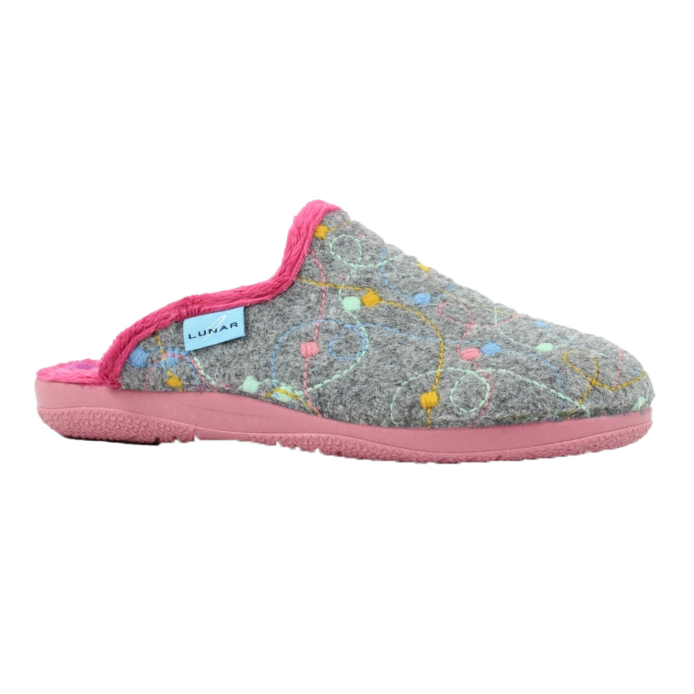 Grey - Front - Lunar Womens-Ladies Impulse Mule Slippers