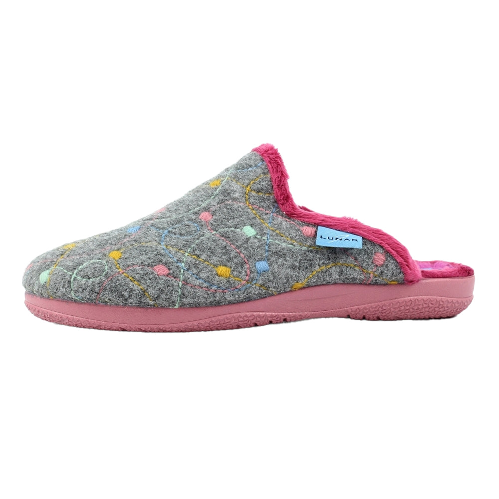 Grey - Side - Lunar Womens-Ladies Impulse Mule Slippers