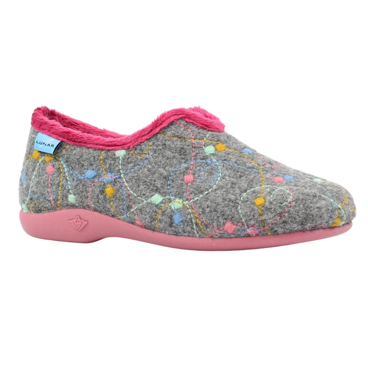 Grey - Front - Lunar Womens-Ladies Helsinki Slippers