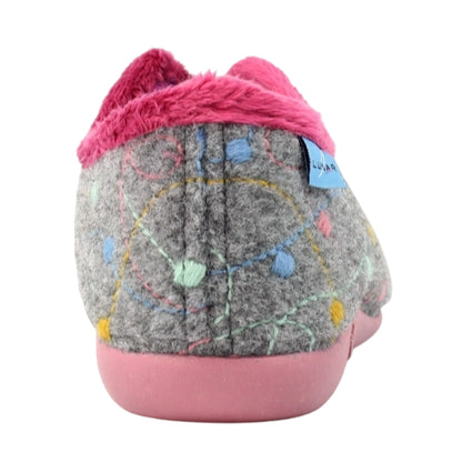 Grey - Back - Lunar Womens-Ladies Helsinki Slippers