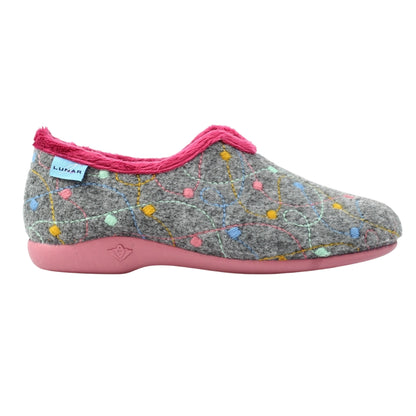 Grey - Side - Lunar Womens-Ladies Helsinki Slippers