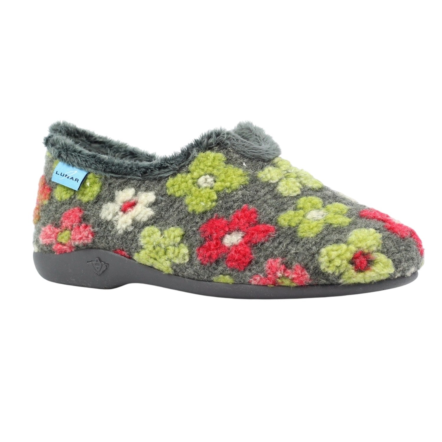 Grey - Front - Lunar Womens-Ladies Lychee Slippers