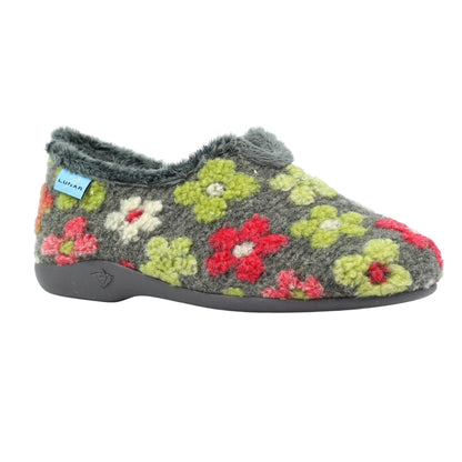 Grey - Front - Lunar Womens-Ladies Lychee Slippers