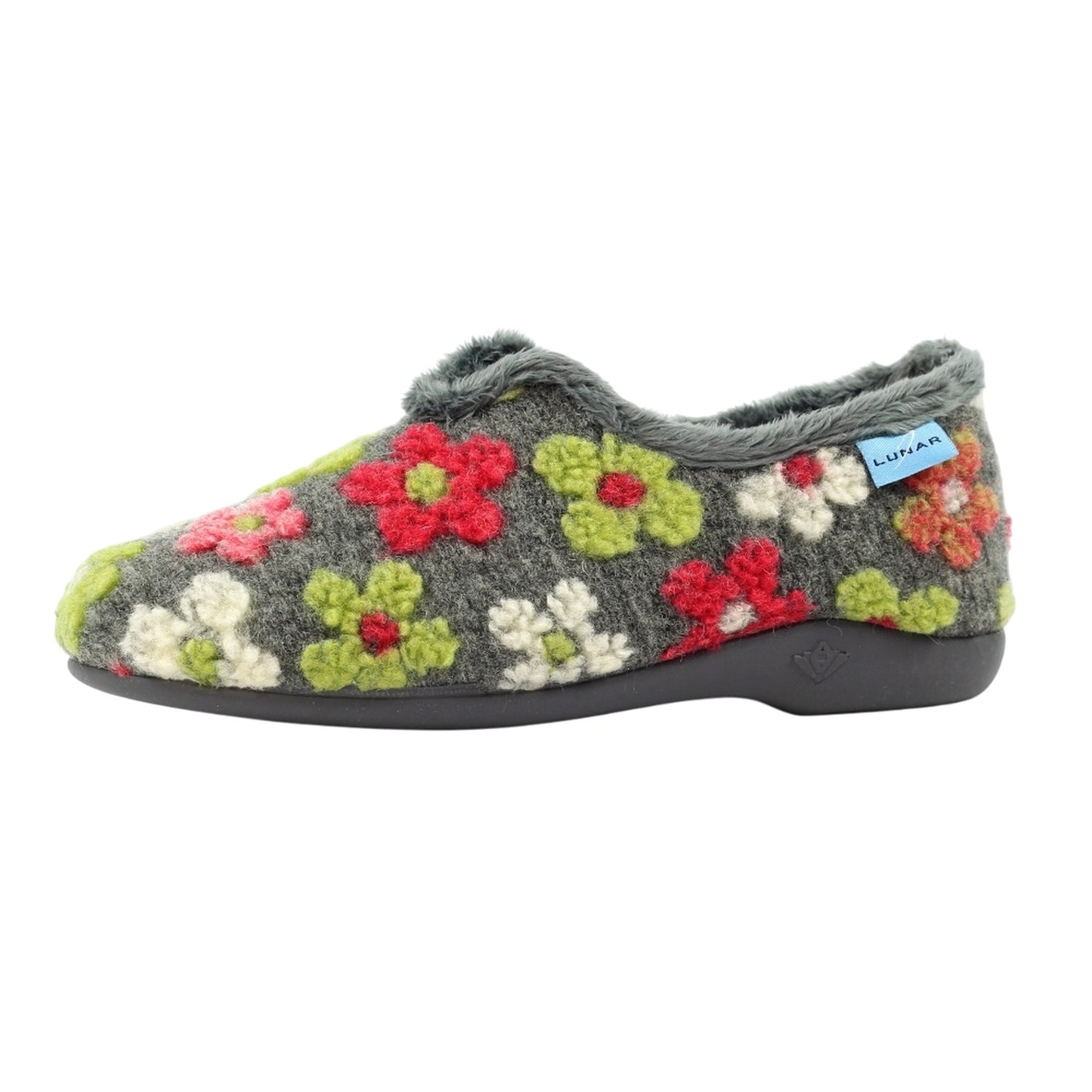 Grey - Side - Lunar Womens-Ladies Lychee Slippers