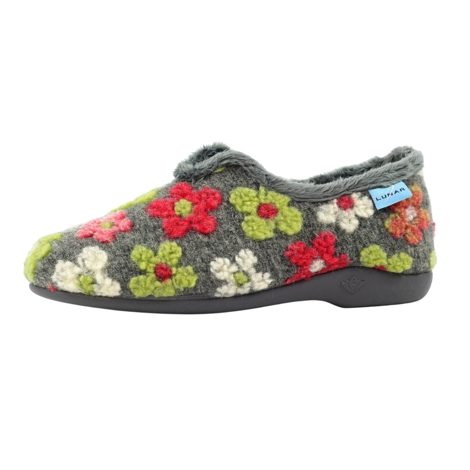 Grey - Side - Lunar Womens-Ladies Lychee Slippers