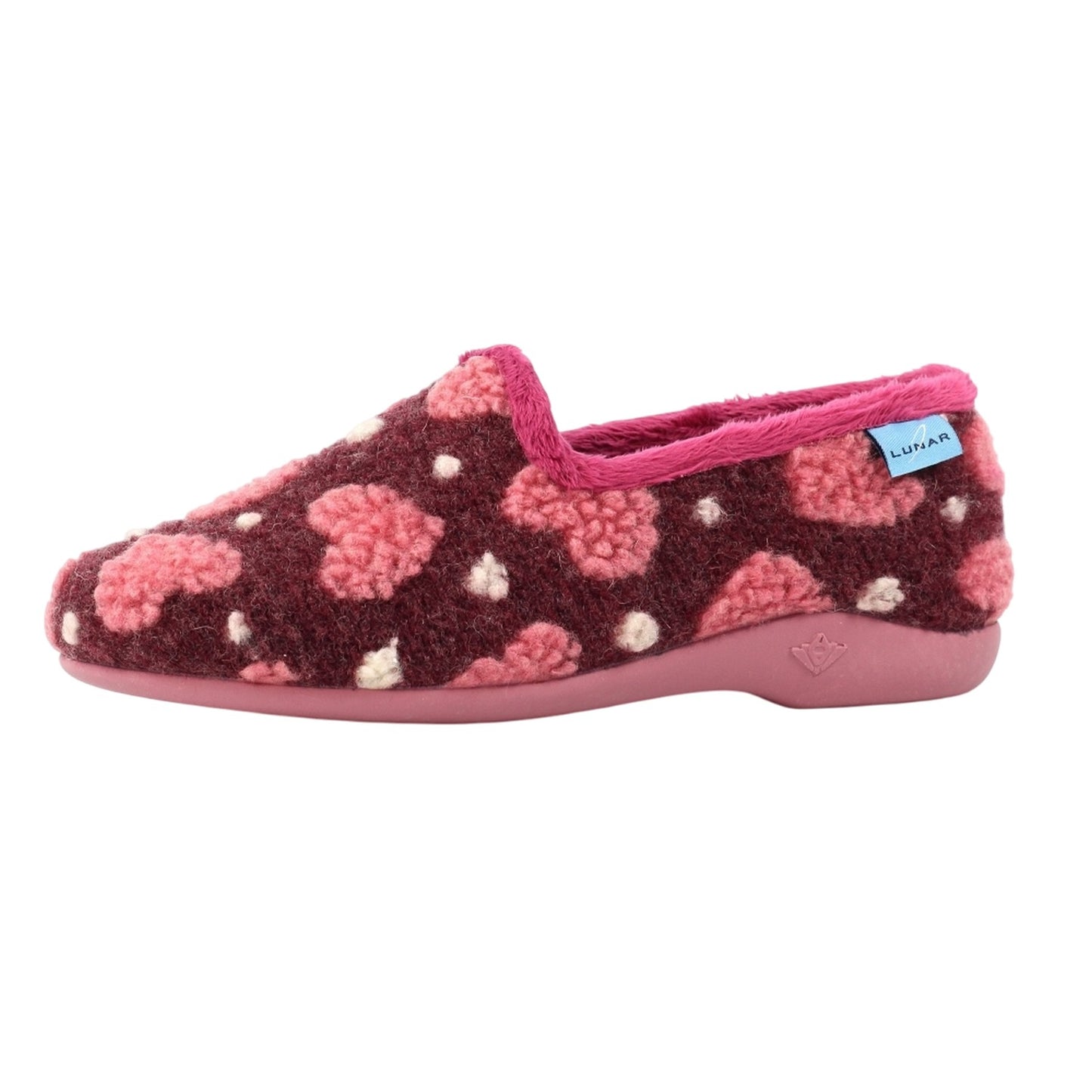 Burgundy - Side - Lunar Womens-Ladies Minnie Slippers