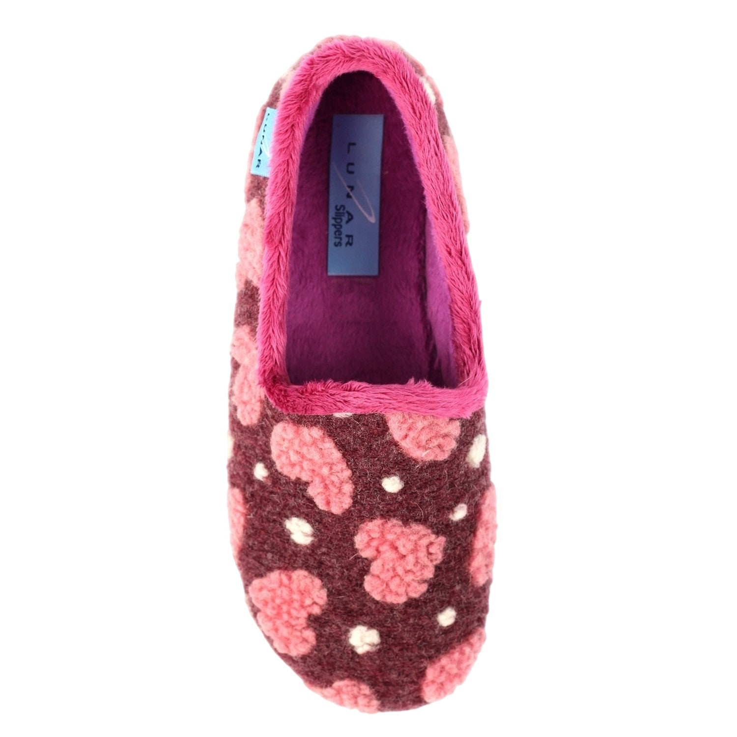 Burgundy - Pack Shot - Lunar Womens-Ladies Minnie Slippers
