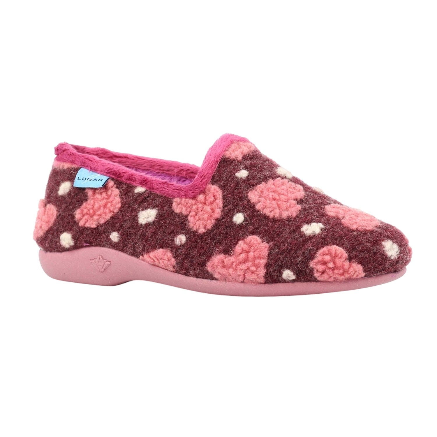 Burgundy - Front - Lunar Womens-Ladies Minnie Slippers
