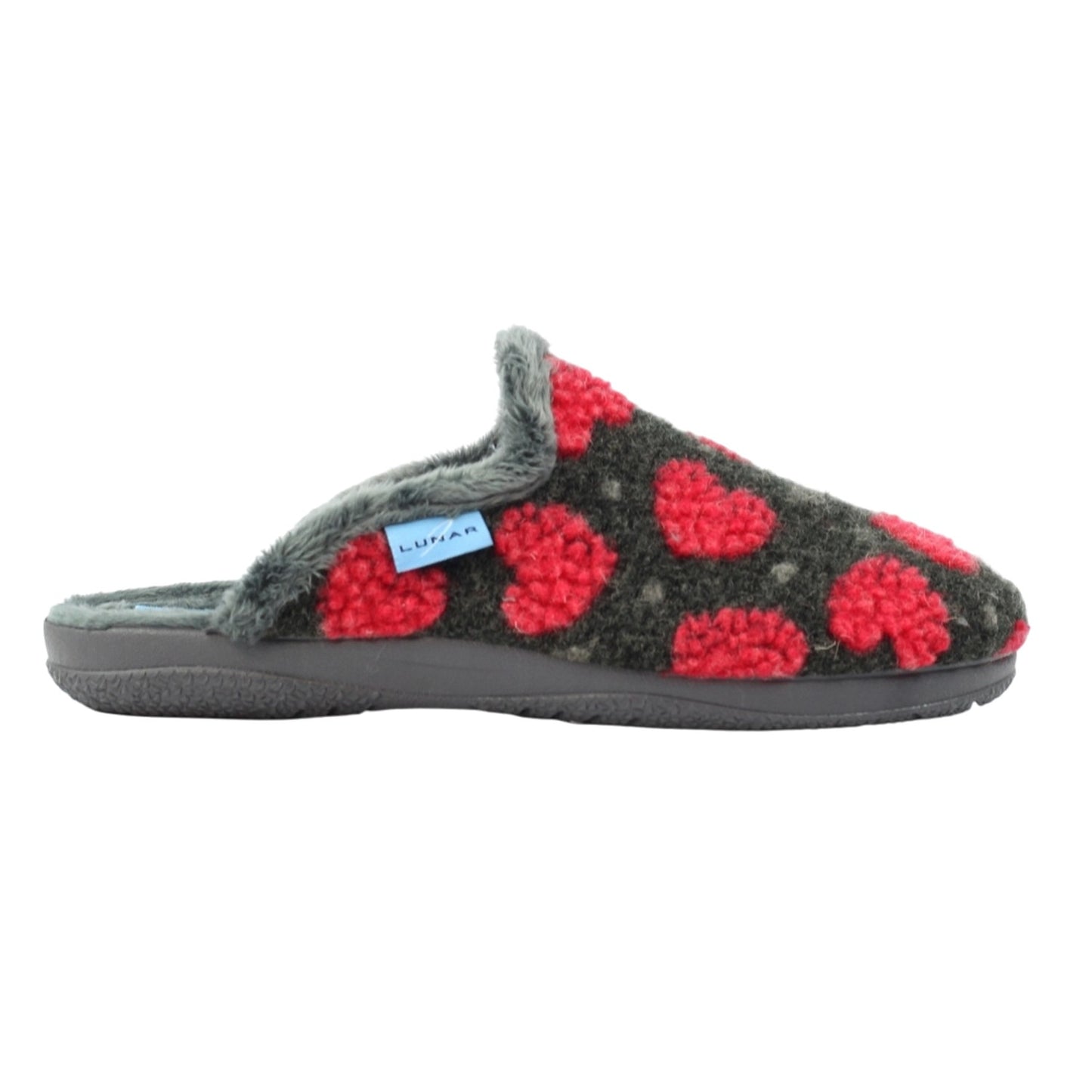 Dark Grey - Side - Lunar Womens-Ladies Marsha Mule Slippers