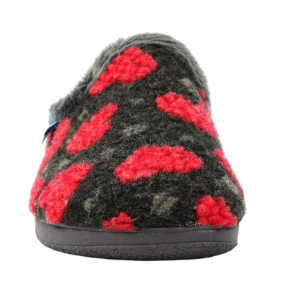 Dark Grey - Close up - Lunar Womens-Ladies Marsha Mule Slippers