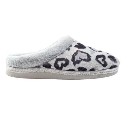 Grey - Side - Lunar Womens-Ladies Frutti Mule Slippers