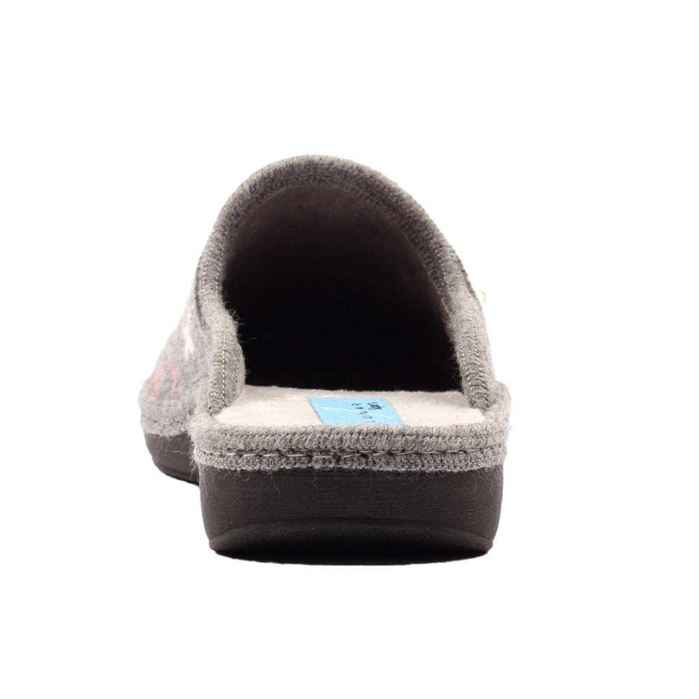 Grey - Back - Lunar Womens-Ladies Genesis Mule Slippers
