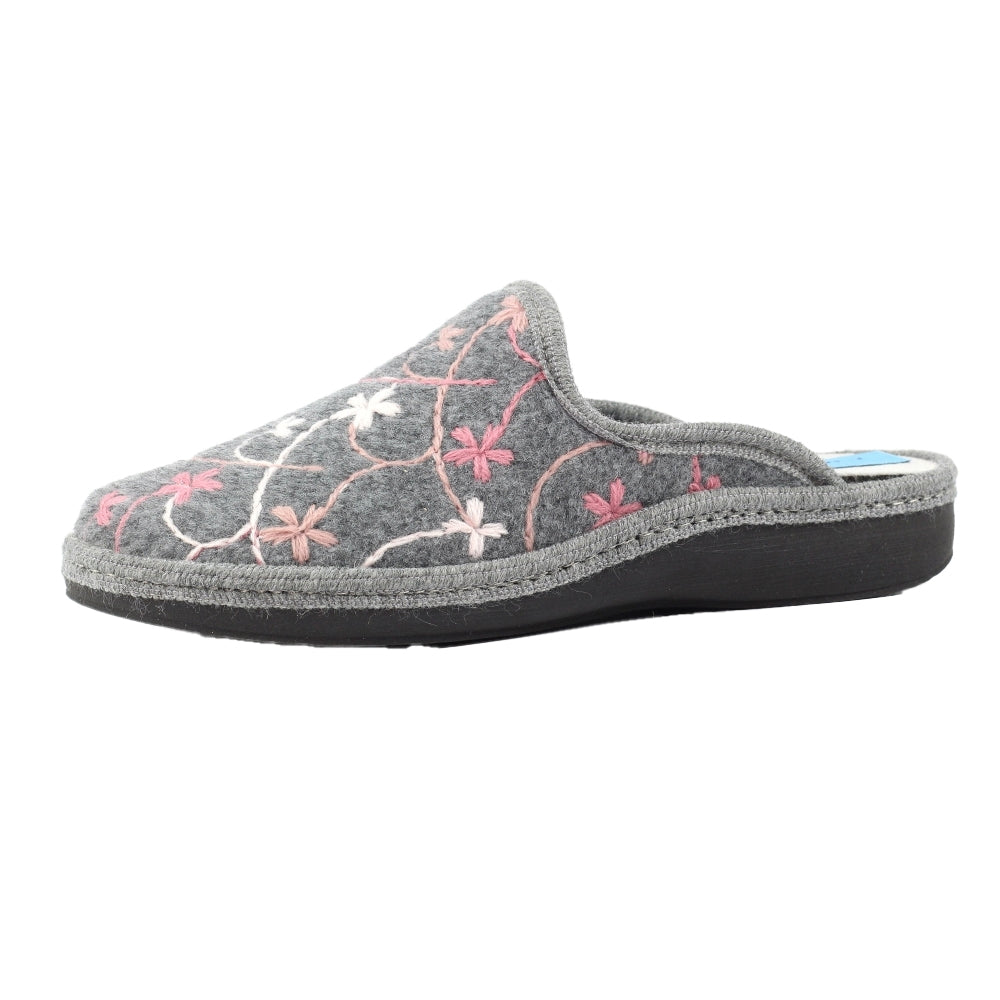 Grey - Side - Lunar Womens-Ladies Genesis Mule Slippers