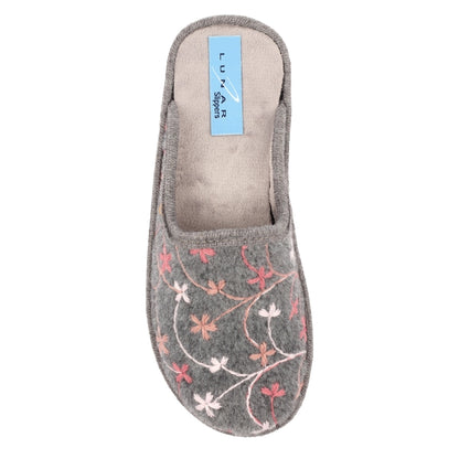 Grey - Pack Shot - Lunar Womens-Ladies Genesis Mule Slippers