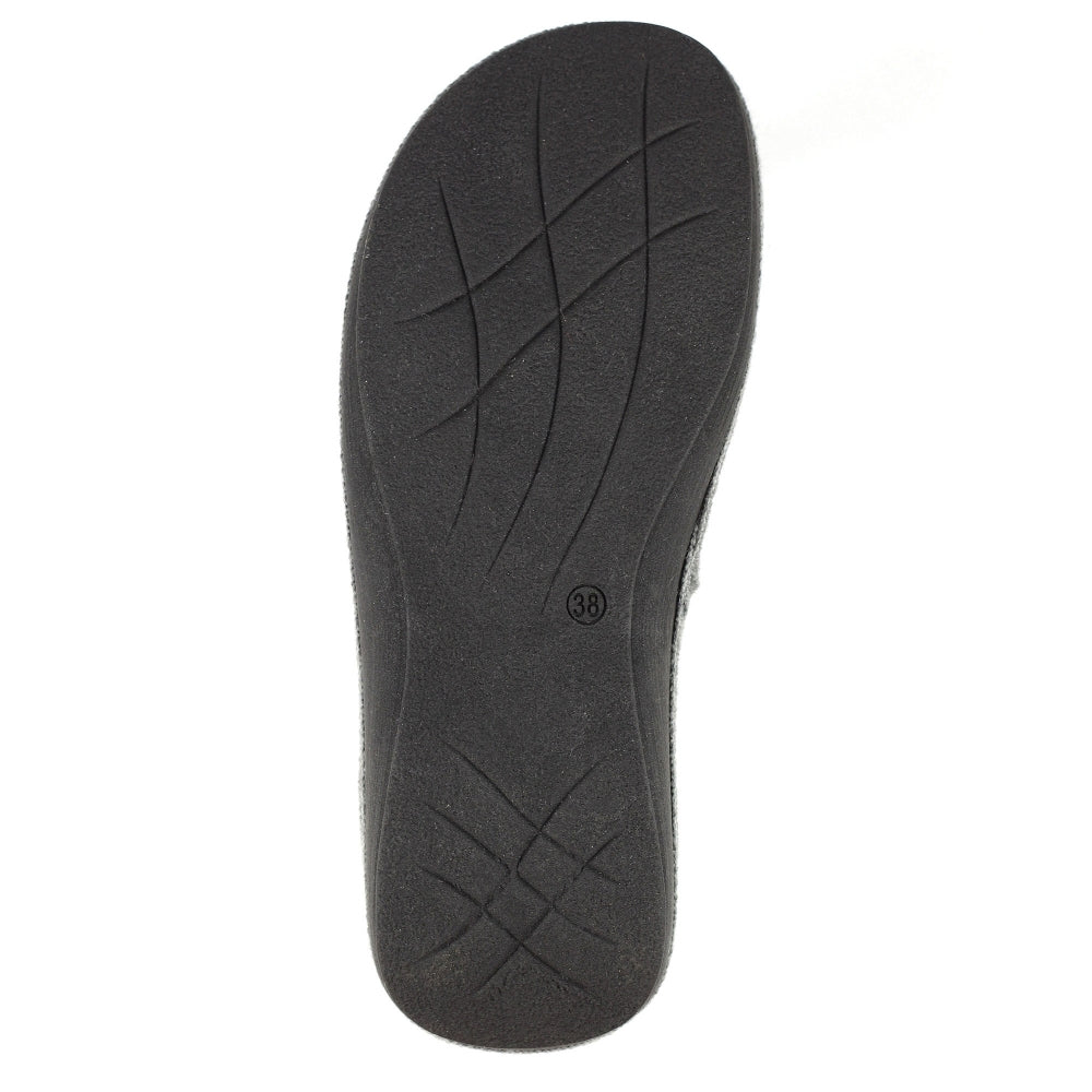Grey - Close up - Lunar Womens-Ladies Genesis Mule Slippers