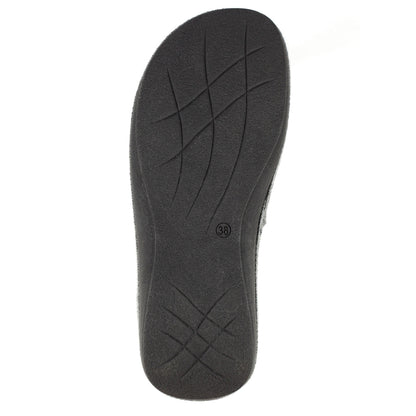 Grey - Close up - Lunar Womens-Ladies Genesis Mule Slippers