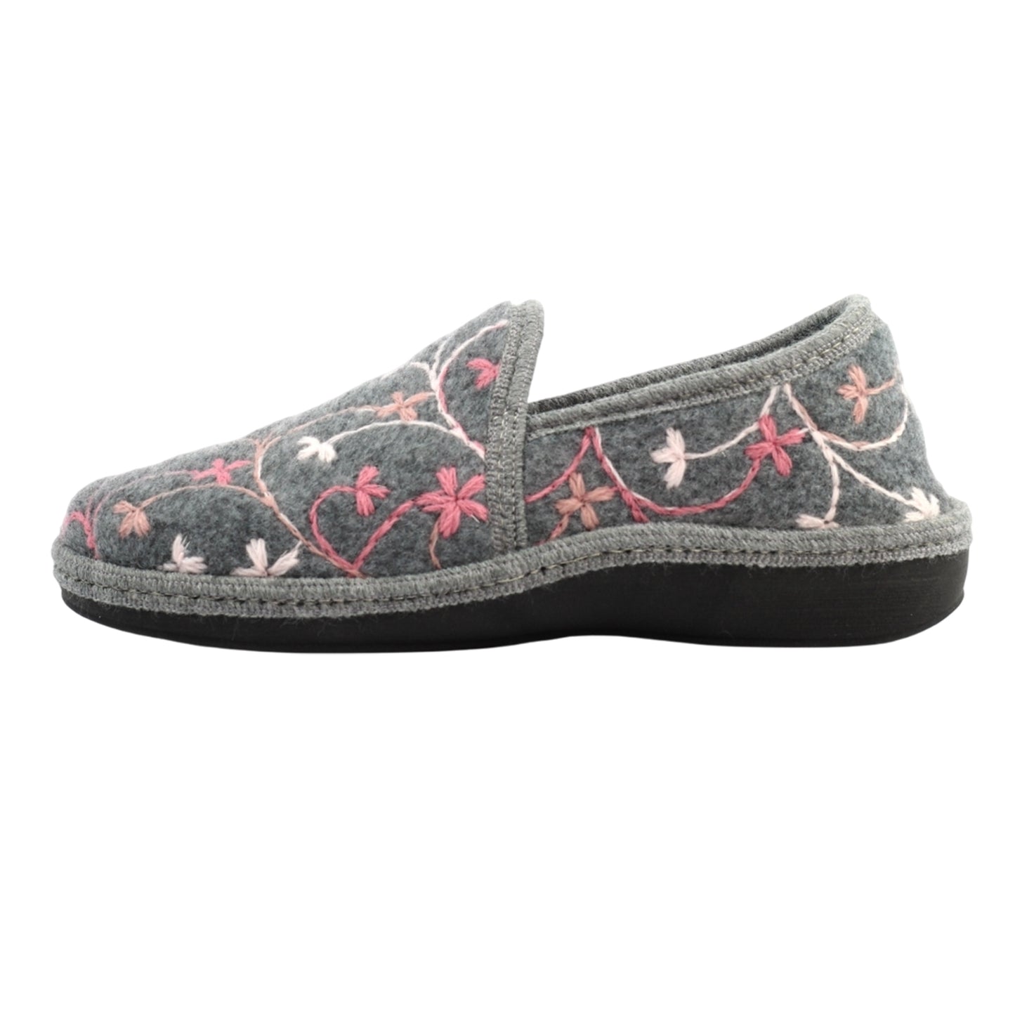 Grey - Side - Lunar Womens-Ladies Gibson Slippers