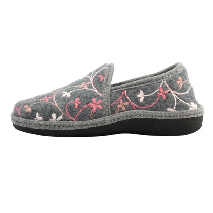 Grey - Side - Lunar Womens-Ladies Gibson Slippers