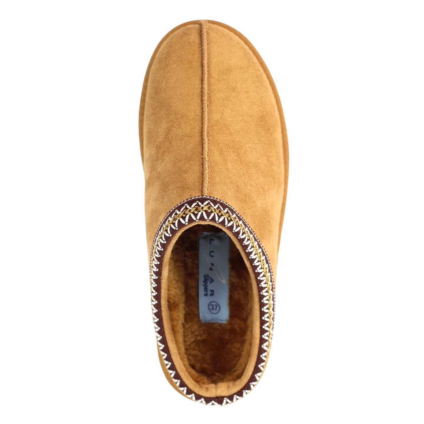 Tan - Close up - Lunar Womens-Ladies Nepal Mule Slippers