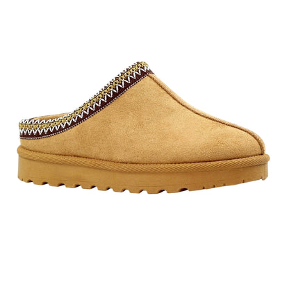 Tan - Front - Lunar Womens-Ladies Nepal Mule Slippers
