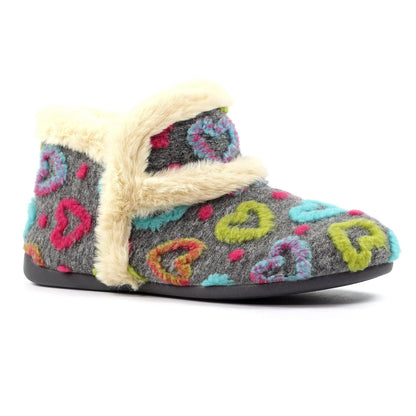 Grey - Front - Lunar Womens-Ladies Angel Slipper Boots