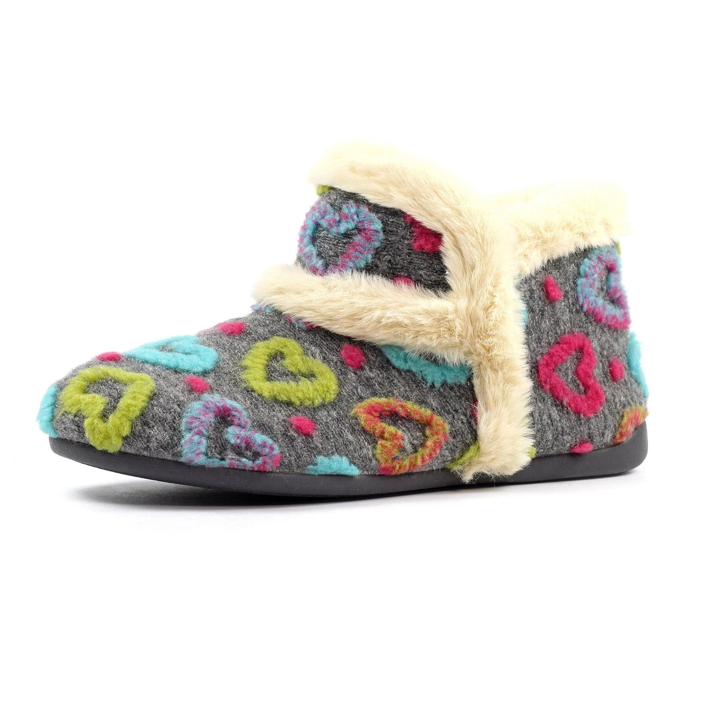 Grey - Side - Lunar Womens-Ladies Angel Slipper Boots