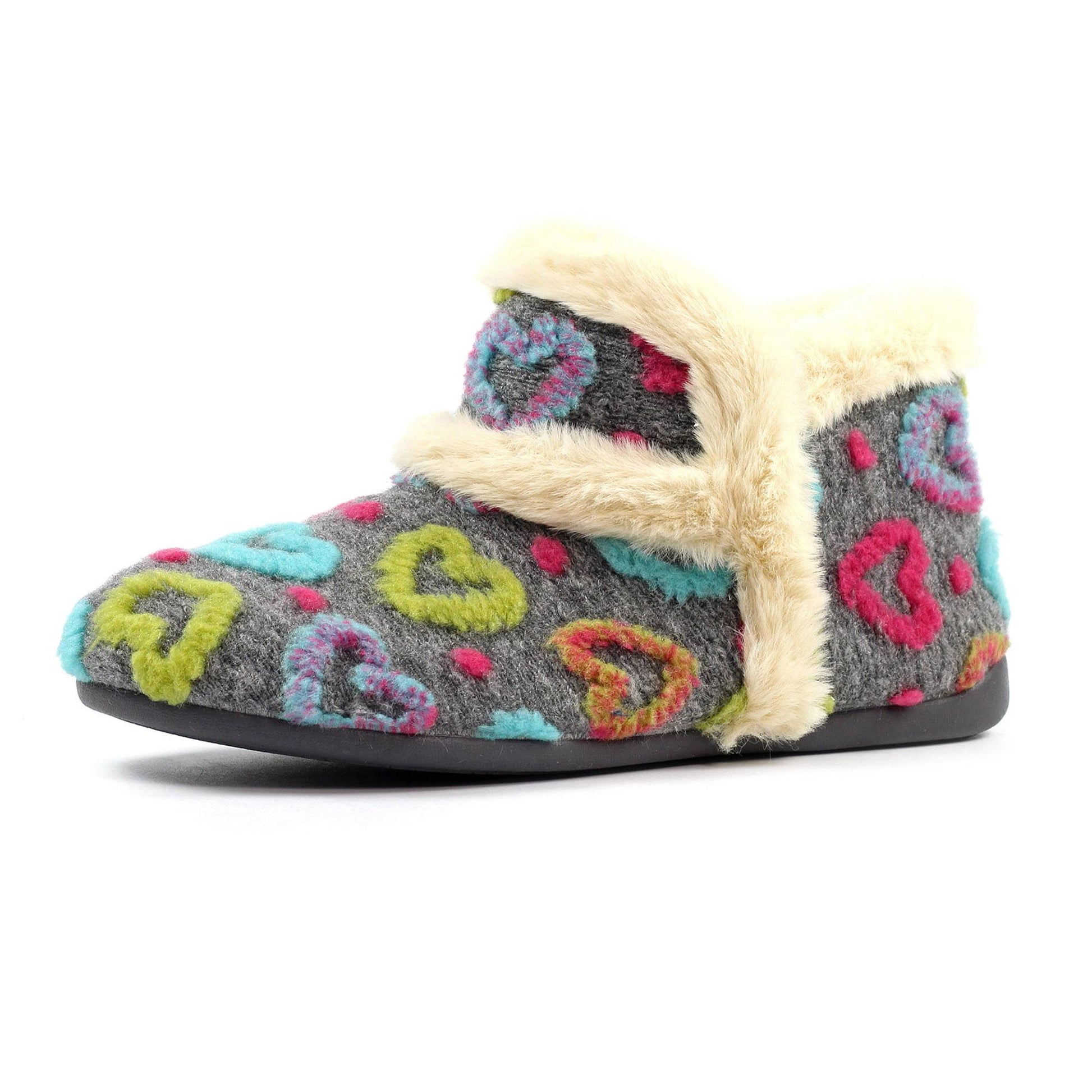 Grey - Side - Lunar Womens-Ladies Angel Slipper Boots