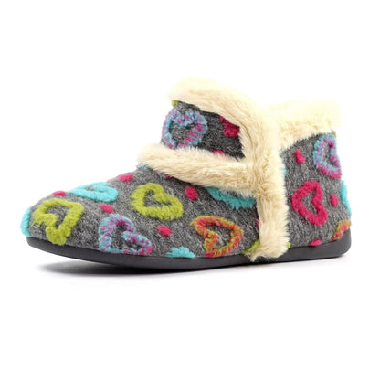 Grey - Side - Lunar Womens-Ladies Angel Slipper Boots