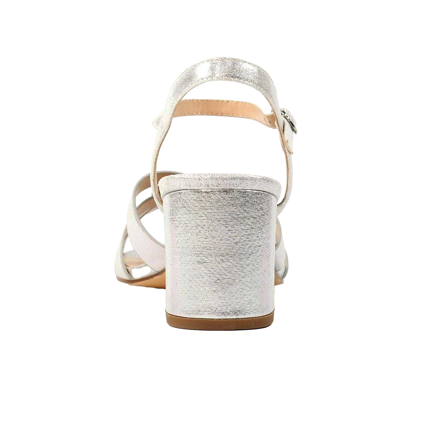 Silver - Back - Lunar Womens-Ladies Utah Block Heel Sandals