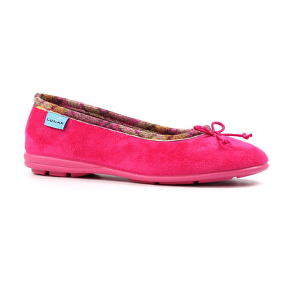Pink - Front - Lunar Womens-Ladies Bow Slippers
